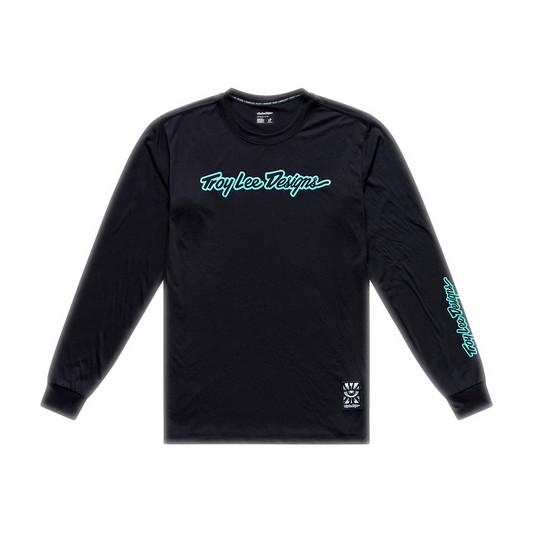 SKYLINE RIDE LONG SLEEVE TEE SIGNATURE BLACK / REAL TEAL