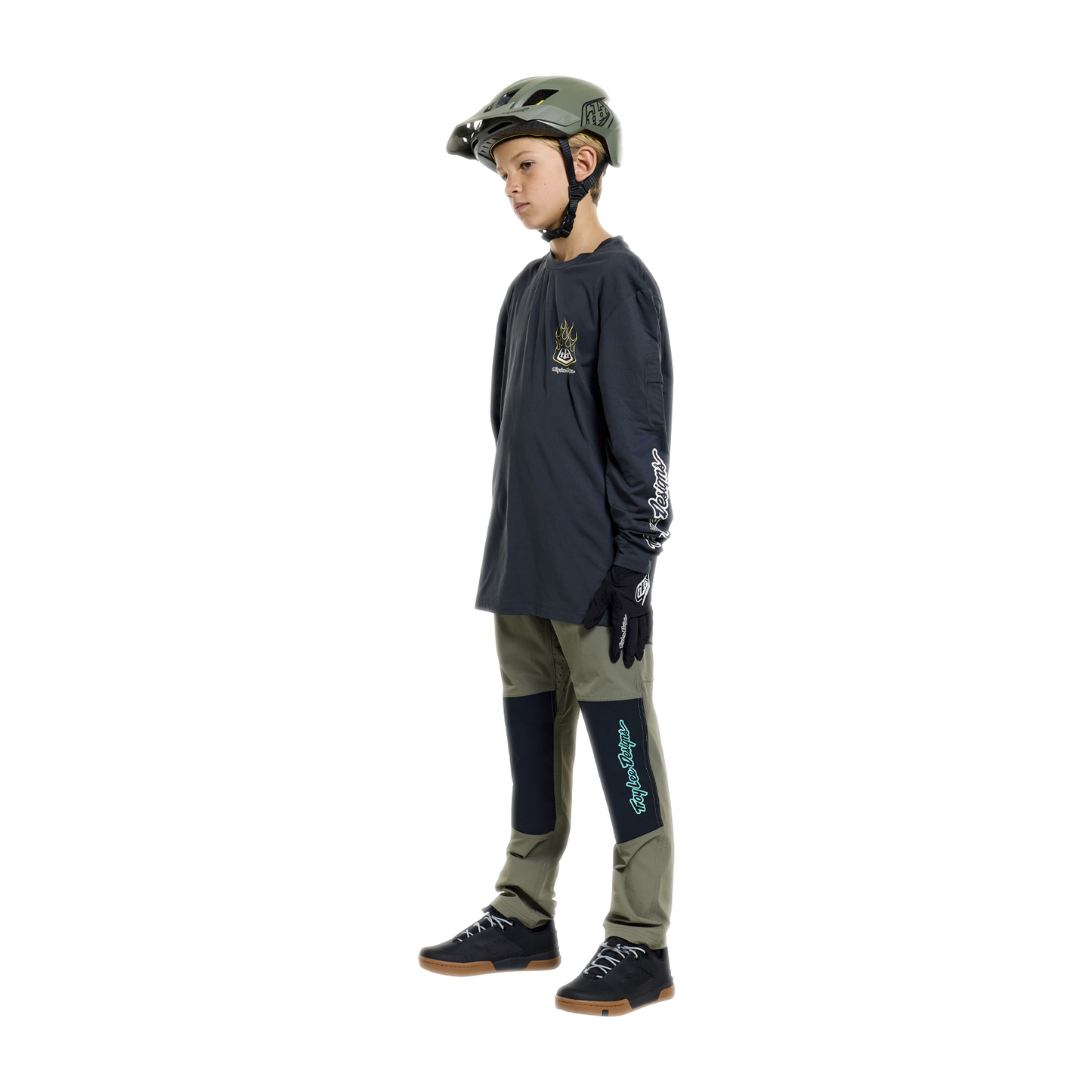 YOUTH RUCKUS RIDE LONG SLEEVE TEE PRESSED CARBON