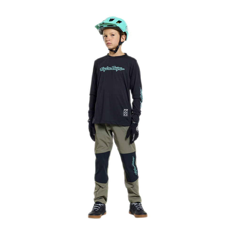 YOUTH SKYLINE RIDE LONG SLEEVE TEE SIGNATURE BLACK / REAL TEAL