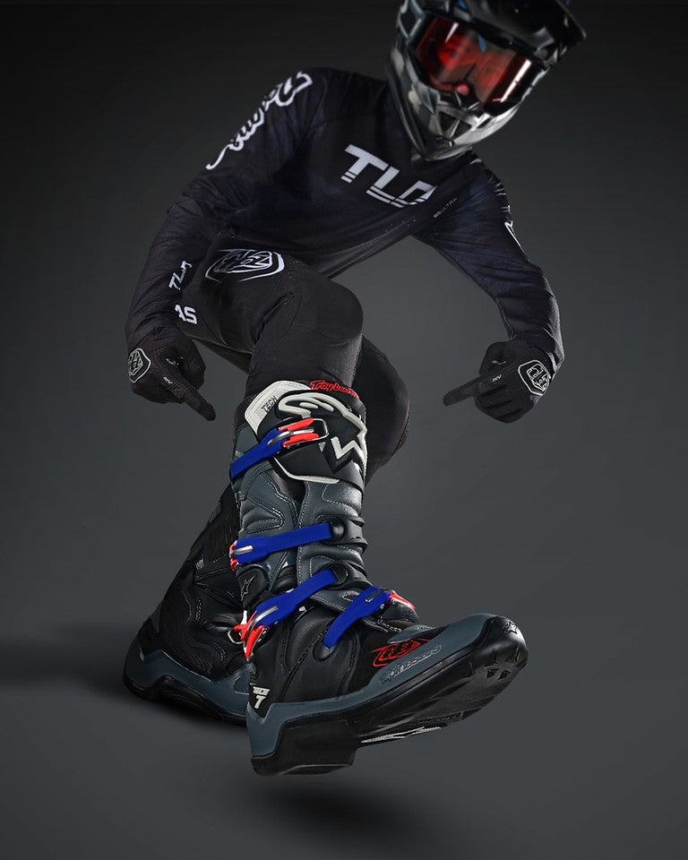 TLD x ALPINESTARS TECH 7 MX BOOTS BLACK GRAY Troy Lee Designs NZ